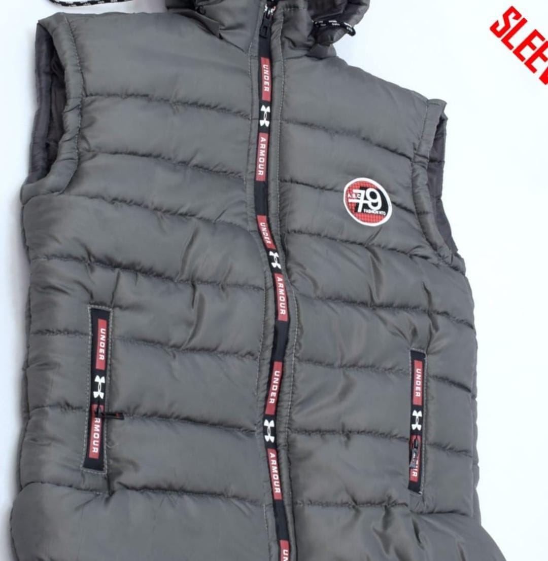 Men's Polyester Sleeveless Jacket - 1 Pc Hooded Neck