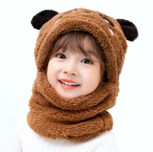 Kid's Warm Wool Beanie and Neck Warmer Set - 2 Pcs, Brown