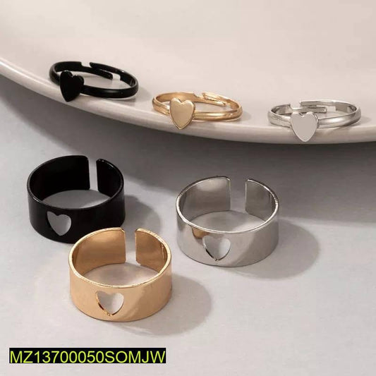 6 Pcs Trendy Couple Heart Rings