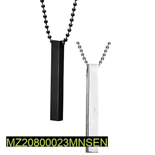 Stainless Steel Black Vertical Bar Boy's Pendant, Pack of 2